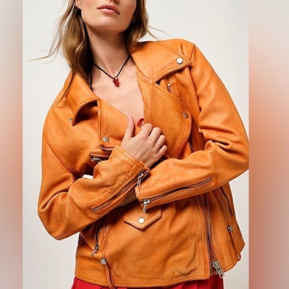 NWOT FREE PEOPLE Jealousy leather jacket biker jacket - Picture 3 of 9